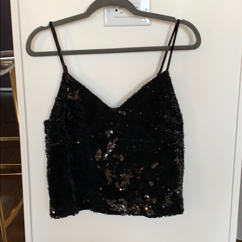 JUST FEMALE BLACK SEQUINS TANK